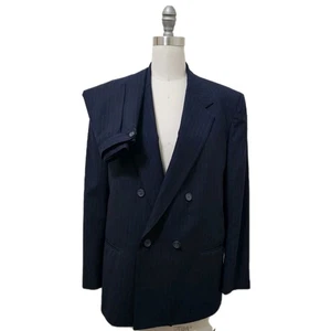 Tuta donna vintage Nordstrom 2 pezzi taglia 40 giacca e gonna taglia 12 lana navy gessato  - Foto 1 di 18