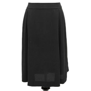 Eileen Fisher Black Crepe Silk Box Pleat Skirt Size Medium - Picture 1 of 9