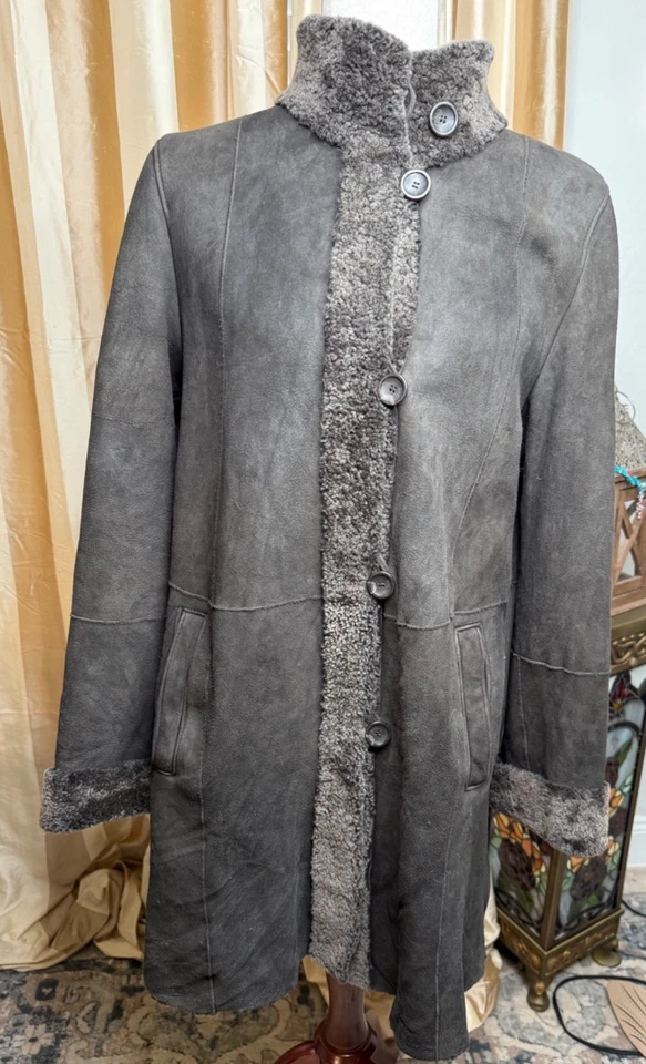 Abrigo de piel de oveja merino cordero Rosenberg R&L envejecido de colección M Penny Lane germen hippie Foto 1 de 4