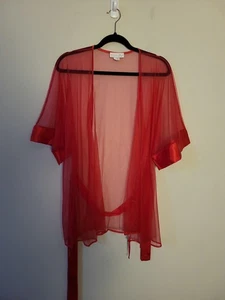 Vintage Cinema Etoile Seductive Wear Red Sheer Robe Sz M - Picture 1 of 7