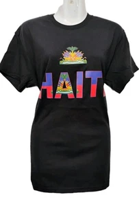 Haiti Flag Cotton T-Shirt* Black* XLarge* Unisex - Picture 1 of 3