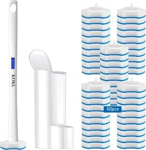 Disposable Toilet Brush, Bowl Cleaner Brush with 50PCS White&blue - Picture 1 of 6