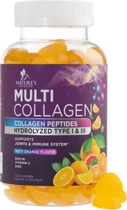Collagen Gummies Hydrolyzed Collagen Peptides Gummy Supplement120 Types I & III - Picture 1 of 12
