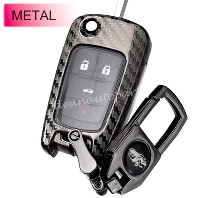 Funda protectora de cadena de llavero abatible de metal de fibra de carbono para Chevrolet Cruze Malibu Trax Foto 1 de 4
