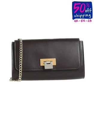 RRP€350 VISONE Patty Leather Crossbody Bag Logo Chain Strap Flip Lock Flap - Image 1 of 4