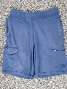 Y2k Mens Large Nike Sportswear Fleece Cargo Shorts Navy Snap Pocket Drawstring - Picture 1 of 10