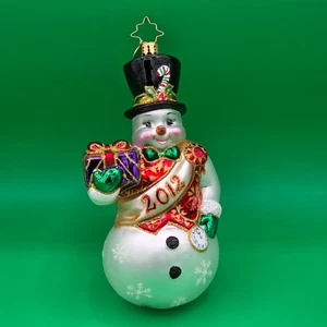 Christopher Radko 2012 Pupazzo di Neve 5,5" Ornamenti Natalizi Vecchio Stock Vetro - Foto 1 di 7