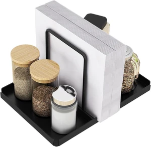 Portatovaglioli Da Tavolo Nero in Metallo Con Caddy per Sale E Pepe, Porta Tovag - Foto 1 di 12