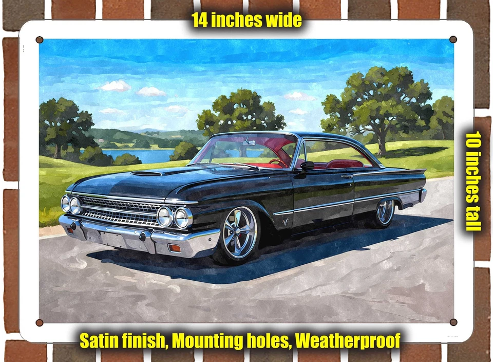 金属标志 - 1961 年福特银河 Starliner 2 水彩 - 10x14 — 第 1/1 张图片