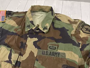 U.S. ARMY WOODLAND CAMO BDU jacket 25th infantry Airborne MEDIUM Long patch taro - Picture 1 of 10