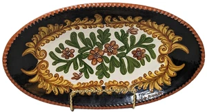 Selinda Kennedy Redware handbemalte Kunst Keramik längliche Geschirrschale signiert 17 x 10 - Bild 1 von 6