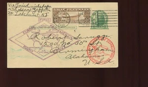 C14 Graf Zeppelin Luftpost gebrauchter Stempel auf aktualisierter Flugpostkarte (C14-RC12) - Bild 1 von 2