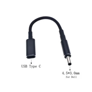 1Pc Type C Female to 4.5mm 3.0mm 100W PD Charger Power Cable for Dell Laptops - Picture 1 of 5
