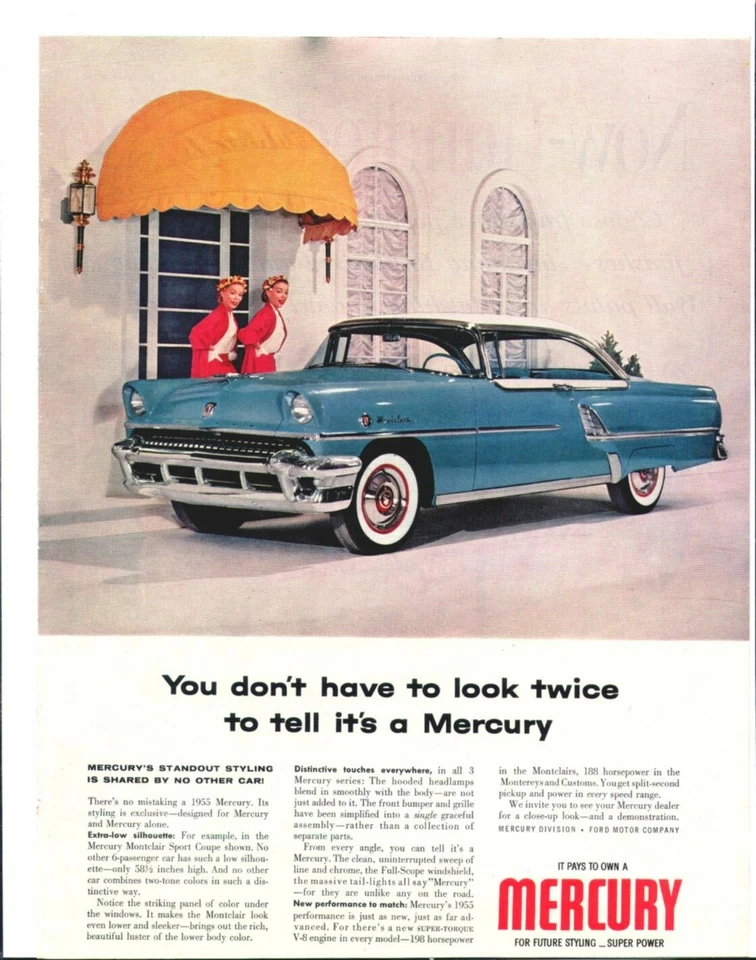 1955 MERCURY Original Vintage Auto Promo Ad - Image 1 of 1