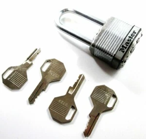 MASTER LOCK M1DLH PADLOCK 4 KEYS LEVEL 8 STEEL WEATHER RESISTANT NEW EXTRA LONG - Picture 1 of 1