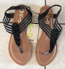K-D Girls Toe Post Beaded Elastic Back Sandals - Size 4 - New With Tags