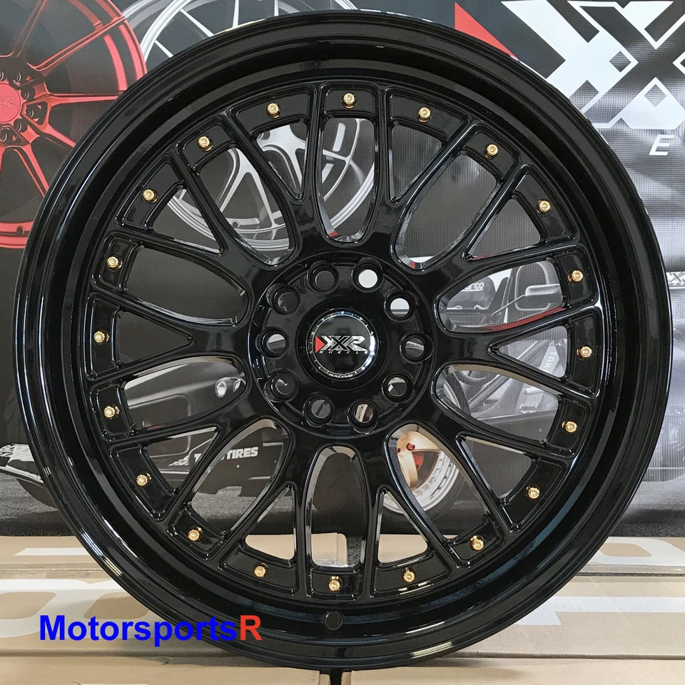 XXR 521 18x8.5 +35 Black Gold Rivets Rims Wheels 5x100 18 Toyota 86 16 Scion FRS Foto 1 de 3
