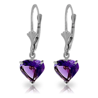 3.25 Carat 14K Solid White Gold First Time Amethyst Earrings - Image 1 of 4