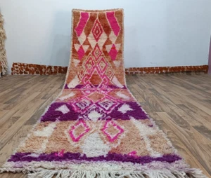 Marokkanischer Berber Wolle Läufer Teppich | 2'x9' Handarbeit Boujaad Teppich Boho Dekor M01 - Bild 1 von 13