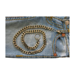 Herren Silber Metall Geldbörse Kette Schlüsselanhänger Biker Glieder Seite Jeans Schleife Langer Strang - Bild 1 von 20