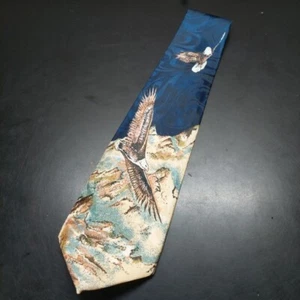 Renaissance Polyester Neck Tie Bald Eagles Hand Made - Picture 1 of 5