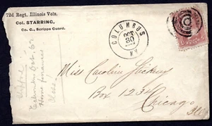 US 1862 CIVIL WAR COVER FROM COL. FREDERICK AUGUSTUS STARRING 72nd REGIMENT - Picture 1 of 3