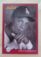 DARRYL STRAWBERRY Los Angeles DODGERS 1991 LEAF STUDIO BASEBALL CARD #190
