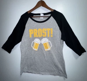 PROST Women's Raglan T-Shirt Beer Oktoberfest Black Heather Gray - Picture 1 of 5