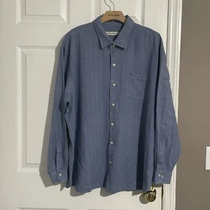 Tommy Bahama Herren Blau Langarm Hemd Gr. XXL Seide Baumwolle Preppy Designer - Bild 1 von 9