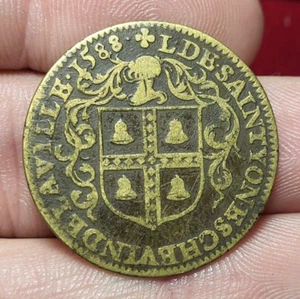 #35-16 ~ Token / Jeton - navire surmonté de fleurs de lys - A déterminer - Imagen 1 de 3