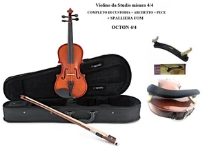 VIOLINO DA STUDIO MISURA 4/4 KIT CON CUSTODIA + ARCHETTO + PECE + SPALLIERA FOM - Foto 1 di 8