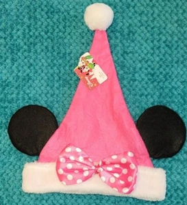 MINNIE MOUSE ADULT PINK SANTA HAT NEW NWT XMAS DISNEYLAND DISNEY - Picture 1 of 8
