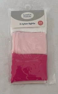 NEW Baby Girl 3-Pack Nylon Tights • Light Pink, White, Fuchsia • 0-9 Months - Picture 1 of 3