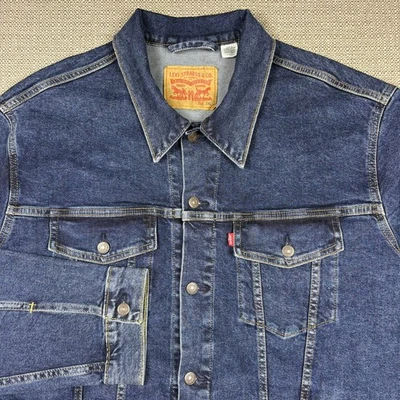 Chaqueta de motociclista Levi's Denim para hombre 3XL XXXL azul jeans bolsillos algodón nueva Foto 1 de 4