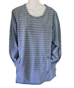 J.Jill Pure Jill Indigo Cotton Tunic Top SZ LRG Casual Lagenlook Fleece Lining - Picture 1 of 9