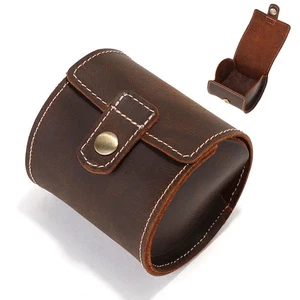 Estuche de viaje con rollo de reloj de cuero genuino bolsa de almacenamiento individual para exhibición de reloj de pulsera - Imagen 1 de 11