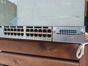 Cisco 3750X 24-Port PoE+ Gigabit Ethernet Switch WS-C3750X-24P-S V03 W/ 2x FAN - Picture 1 of 17