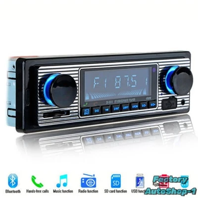 Vintage USB Bluetooth Car FM Radio MP3 Player Classic Stereo Audio Receiver AUX - Imagem 1 de 4
