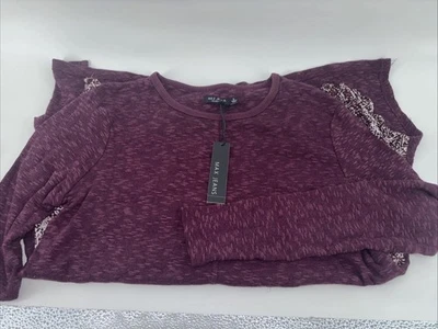 Nuevo con etiquetas Suéter Max Jeans Ciruela con Espalda Estampada, Túnica Larga Media Mixta, S Foto 1 de 4