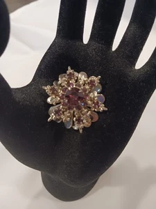 Purple Rhinestone Starburst Brooch/Pendent Atomic Mid Century Pin 1.25" - Bild 1 von 9
