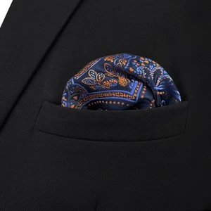 SHLAX&WING Paisley orange blau schwarz Einstecktuch Herren Taschentücher Taschentuch - Bild 1 von 5