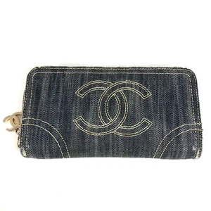 CHANEL A31900 Sparkling denim Zip Around Long Wallet Denim blue - Picture 1 of 18