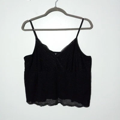 Camiseta sin mangas Lane Bryant Y2K talla 3X 22 24, negra encaje elástico fiesta gótica sexy hada Foto 1 de 4