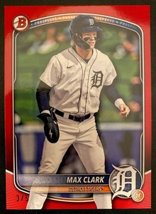 2025 Bowman Prospects Red MAX CLARK #BP-24 SP SSP /5 DETROIT TIGERS - Picture 1 of 4