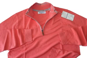 Tommy Bahama Coolside Knit Half Zip Sweater Pullover Mango Orange New Medium M - Picture 1 of 4