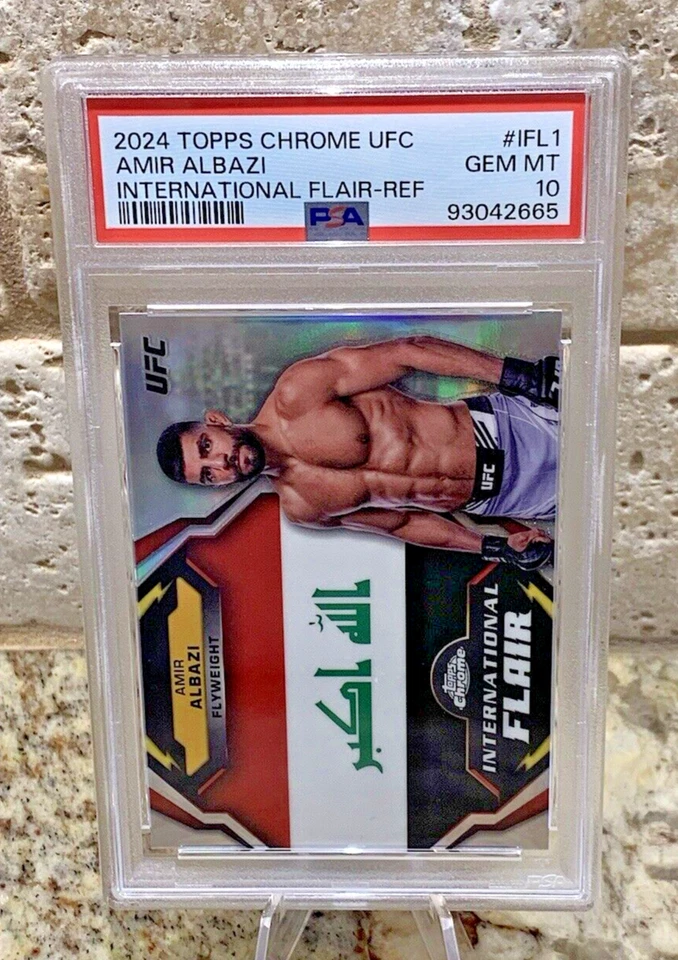 Amir Albazi PSA 10 Refractor 2024 Topps Chrome UFC International Flair #IFL1 - Image 1 of 4