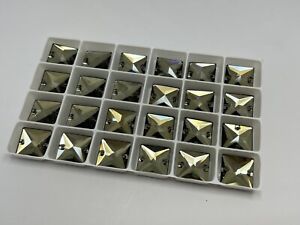 Swarovski Sage Green Square Crystals with 2 holes 3240 16.0 mm