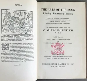 The Charles C. Kalbfleisch Library   Arts of the Book   NY  Parke-Bernet  1944 - Imagen 1 de 12