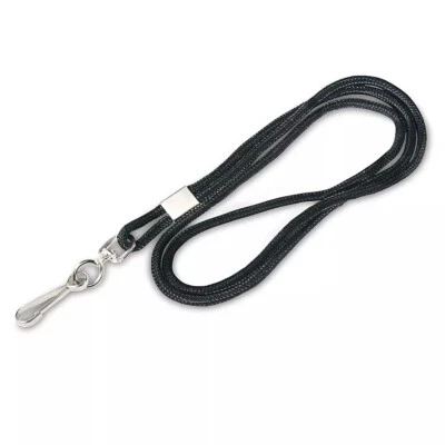 C-LINE PRODUCTS, INC. LANYARD - 24 Pack Black ROPE ROUND ID NECK LANYARD WITH SWIVEL J HOOK