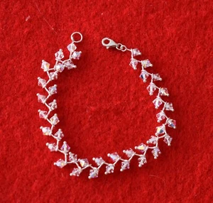 Pulsera de plata de ley con piedra de cristal transparente 925 NUEVA - Imagen 1 de 4